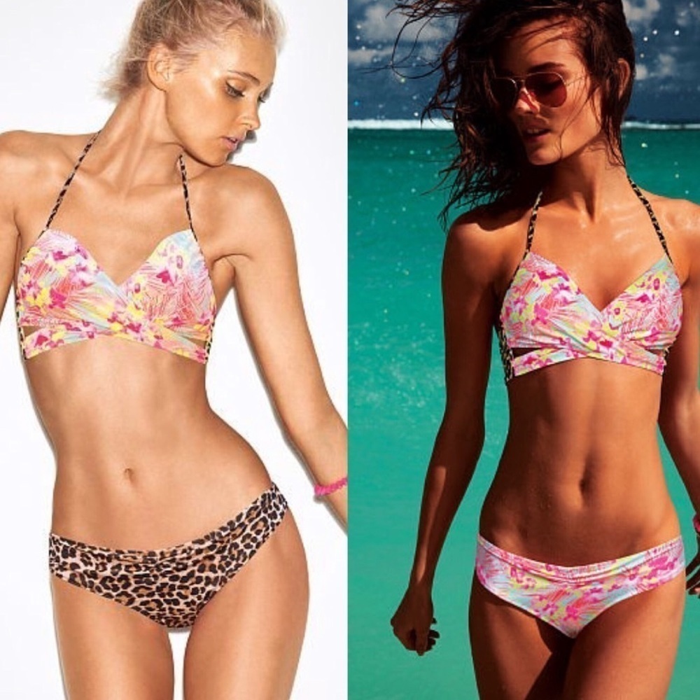 Victoria Secret 💕PINK Leopard Wrap Bikini Top Bra